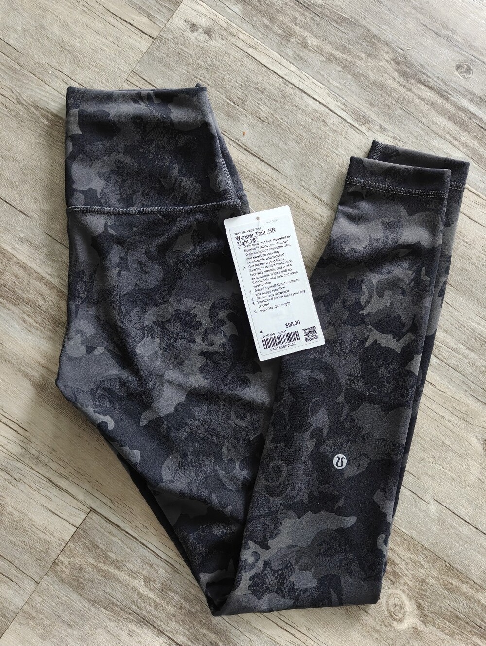 Lululemon Wunder train high rise 28" heritage lace black multi Size 4 NWT
